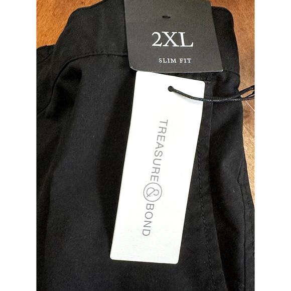 Treasure & Bond Chino Shorts Flat Front Slim Fit Zip Fly Twill Black 2XL NWT - Picture 8 of 10
